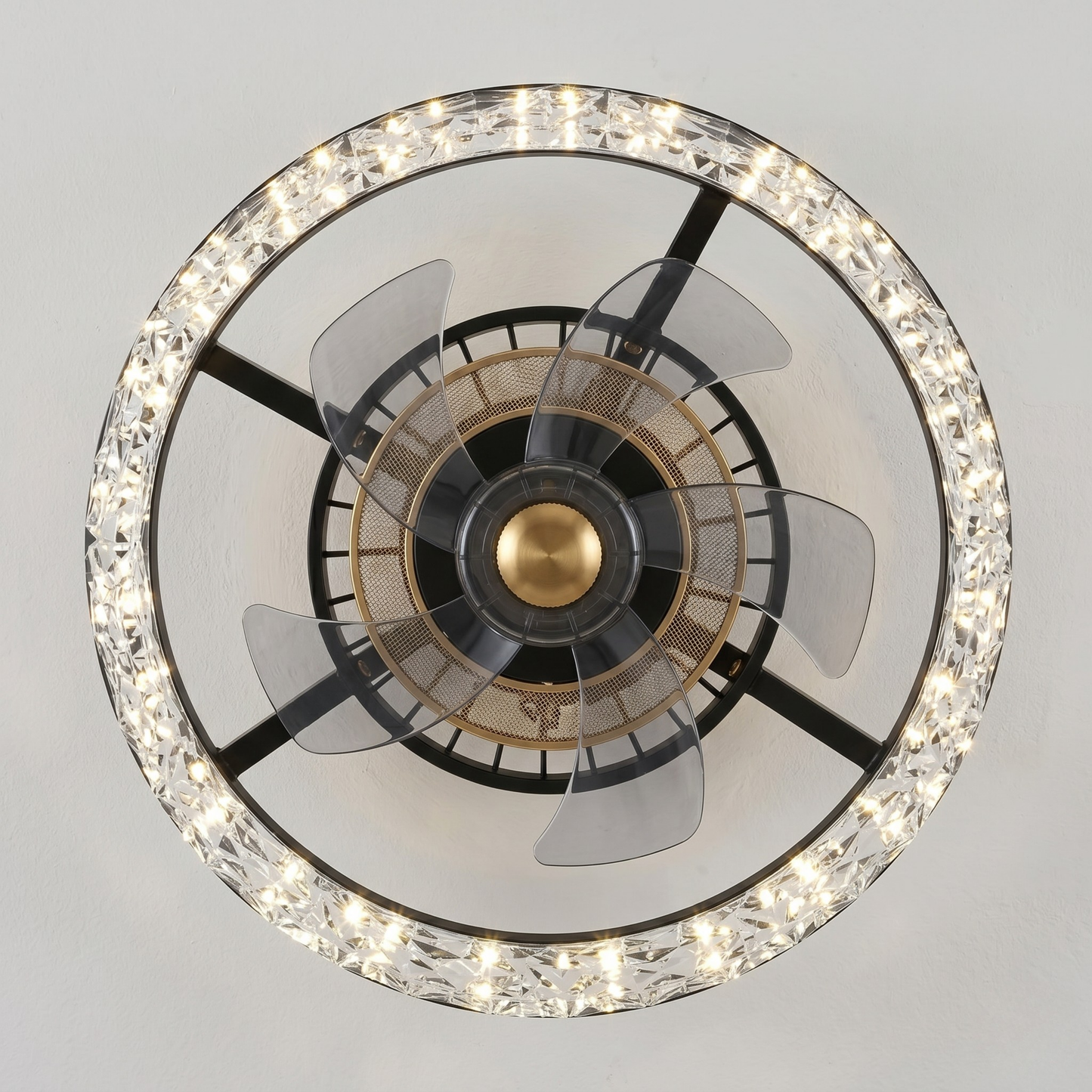 Flush Mount Modern Ceiling Fan with LED Light and Remote Control