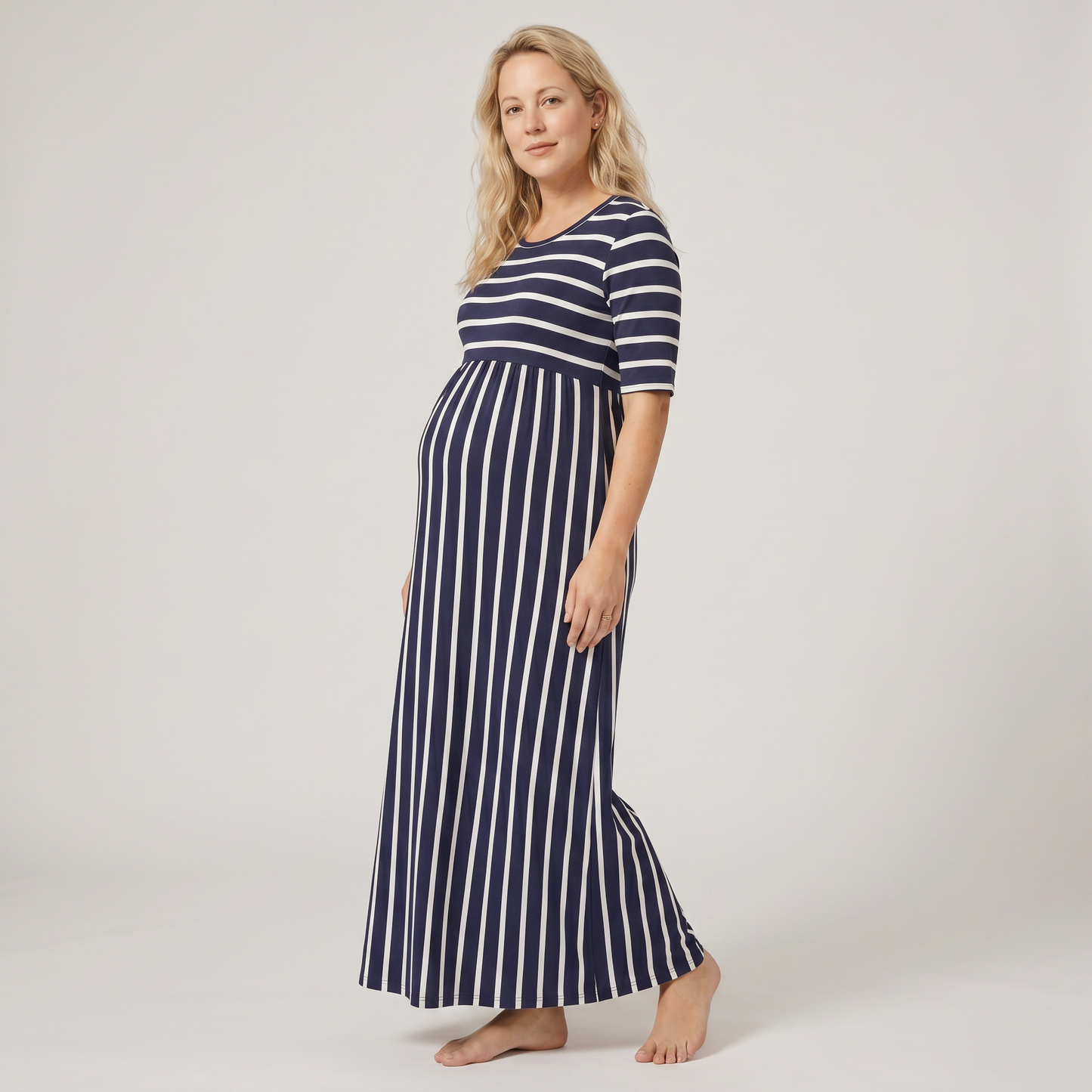 Sunday Nursing Striped Midi Dress