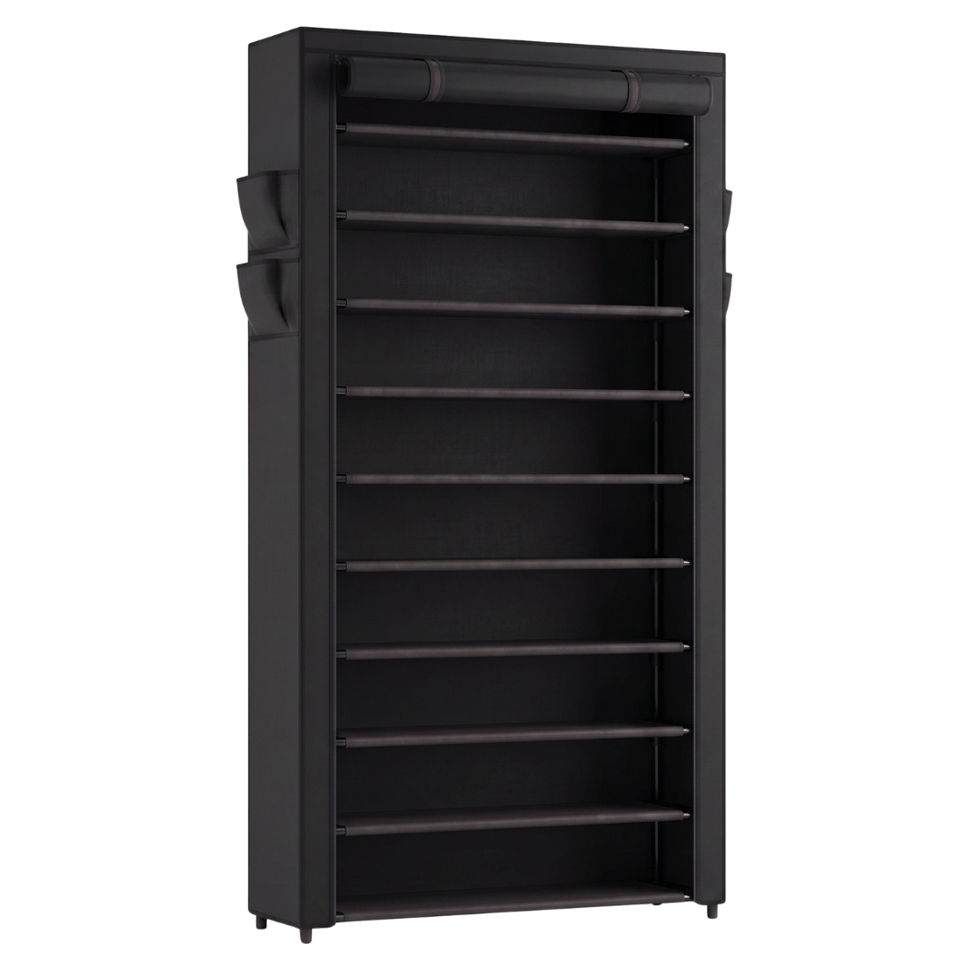 10 Tier Shoe Storage Rack with Dust Cover for Closets and Entryways