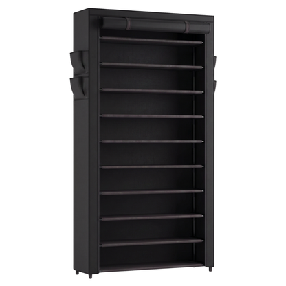 10 Tier Shoe Storage Rack with Dust Cover for Closets and Entryways