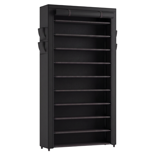 10 Tier Shoe Storage Rack with Dust Cover for Closets and Entryways