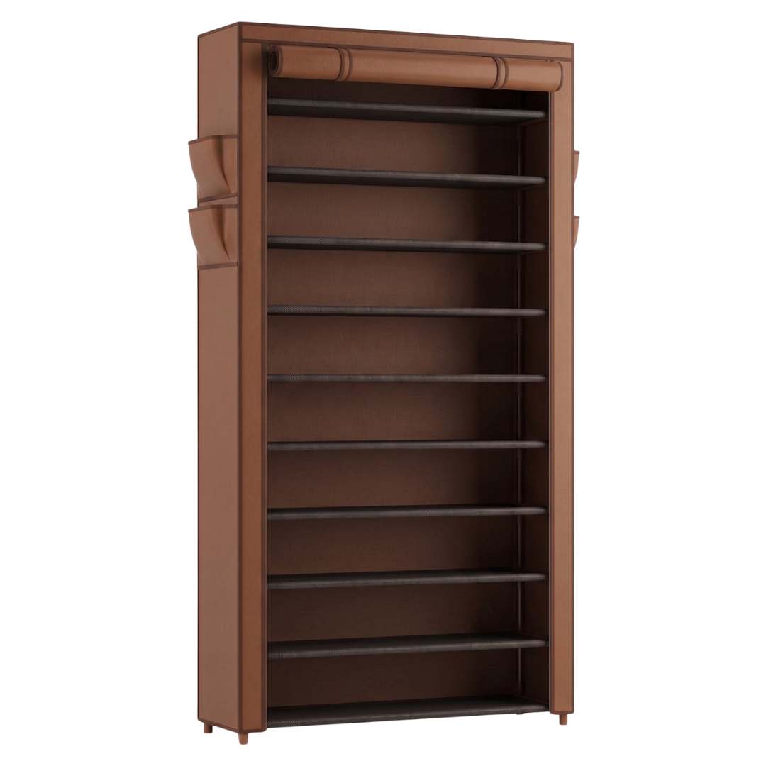 10 Tier Shoe Storage Rack with Dust Cover for Closets and Entryways