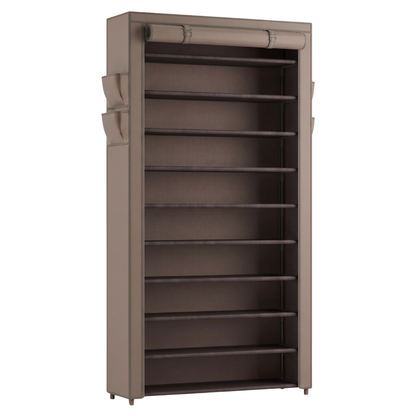10 Tier Shoe Storage Rack with Dust Cover for Closets and Entryways