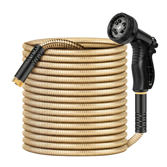 100FT Stainless Steel Water Hose with 10 Function Nozzle System