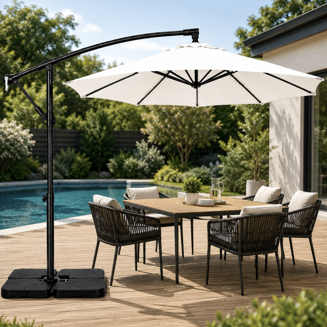 10ft Cantilever Patio Umbrella with 360° Rotation and Tilt Adjustment