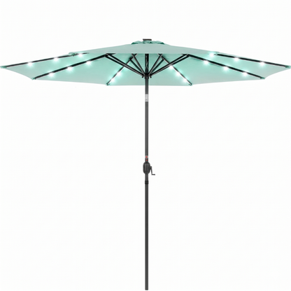 10 ft Solar LED Patio Umbrella with Tilt and Crank for Backyard