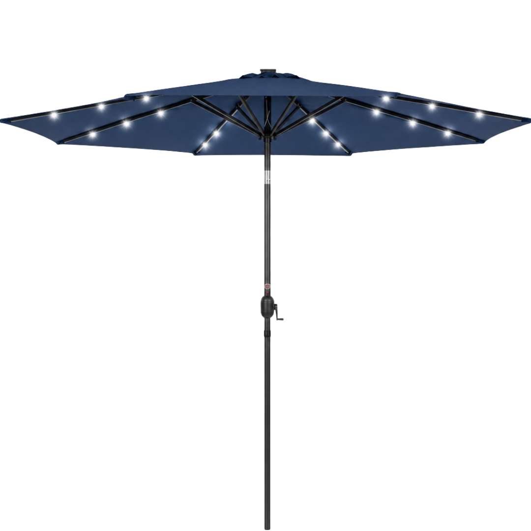 10 ft Solar LED Patio Umbrella with Tilt and Crank for Backyard
