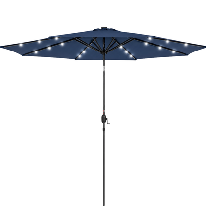 10 ft Solar LED Patio Umbrella with Tilt and Crank for Backyard