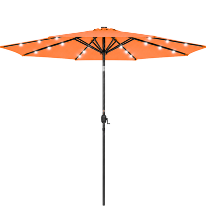10 ft Solar LED Patio Umbrella with Tilt and Crank for Backyard