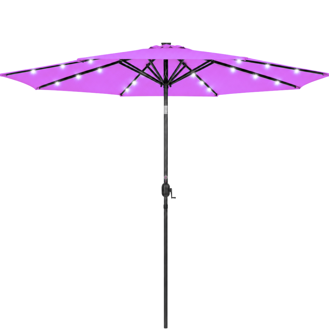 10 ft Solar LED Patio Umbrella with Tilt and Crank for Backyard