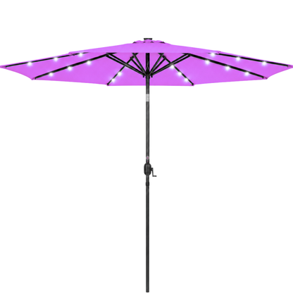 10 ft Solar LED Patio Umbrella with Tilt and Crank for Backyard