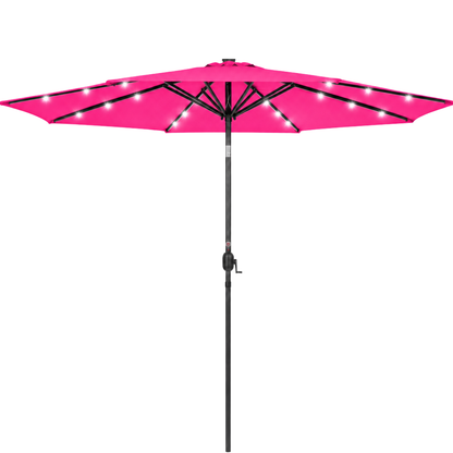 10 ft Solar LED Patio Umbrella with Tilt and Crank for Backyard