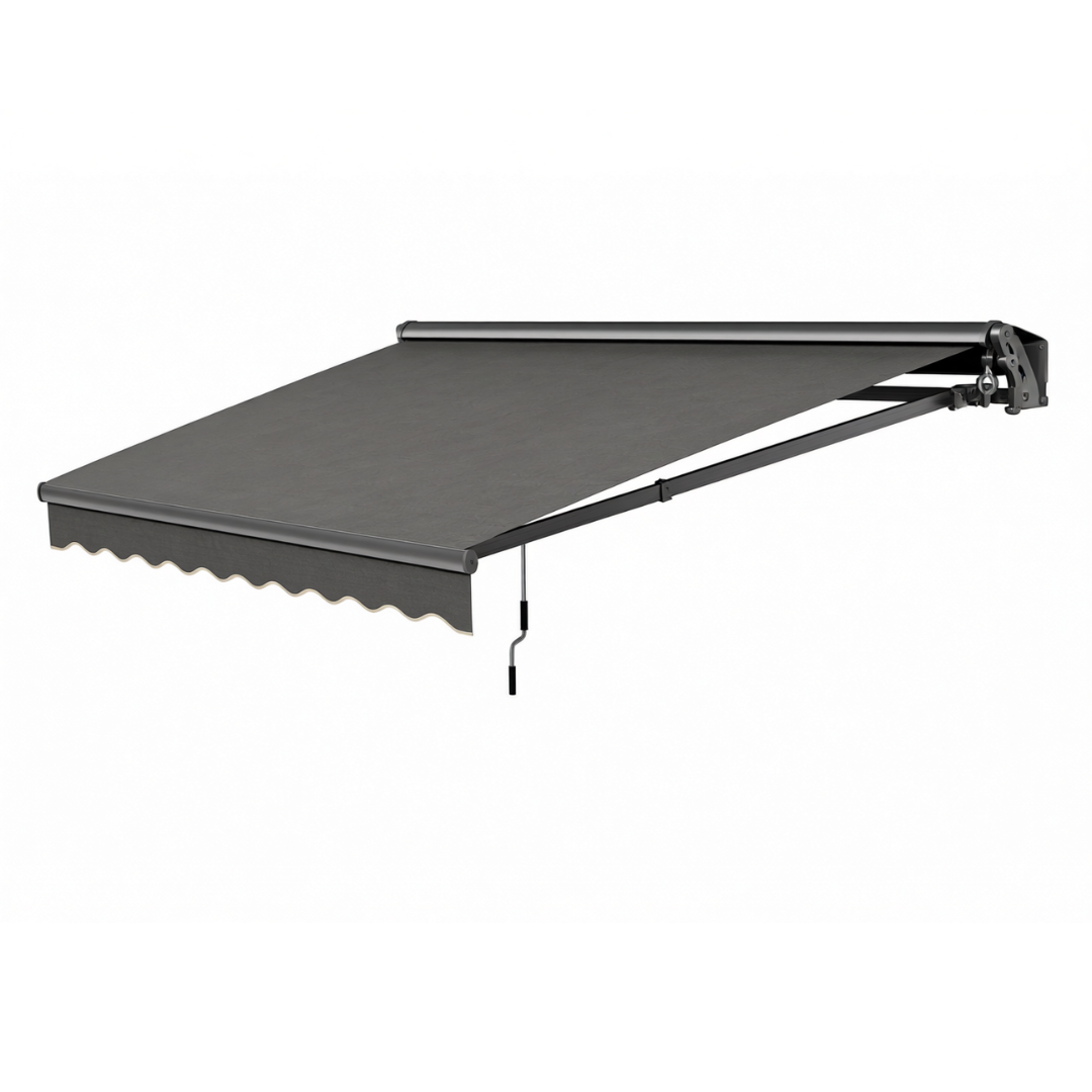 10x8 ft Manual Retractable Patio Awning with Adjustable Crank