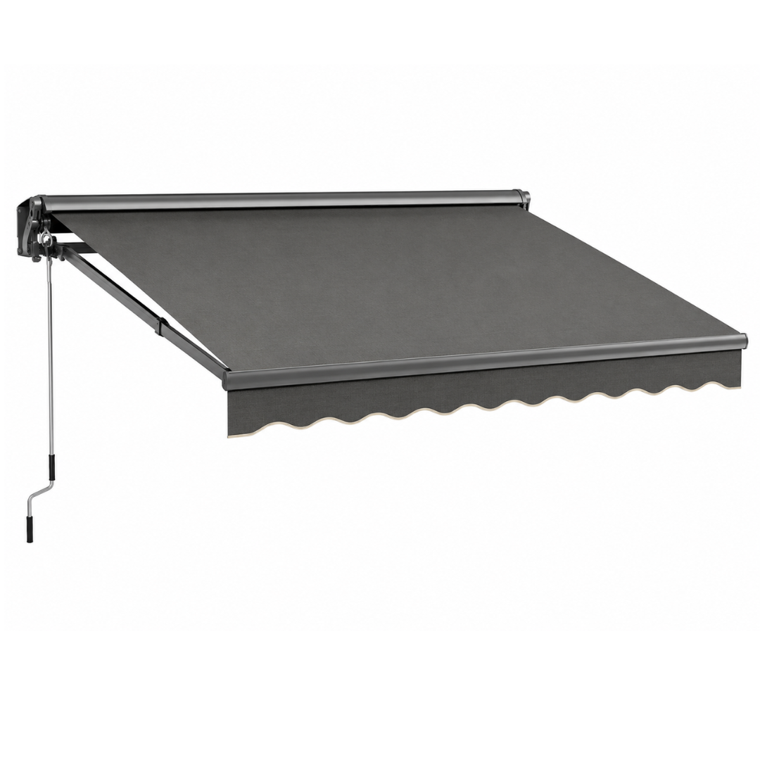 10x8 ft Manual Retractable Patio Awning with Adjustable Crank