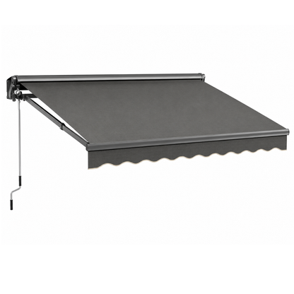 10x8 ft Manual Retractable Patio Awning with Adjustable Crank