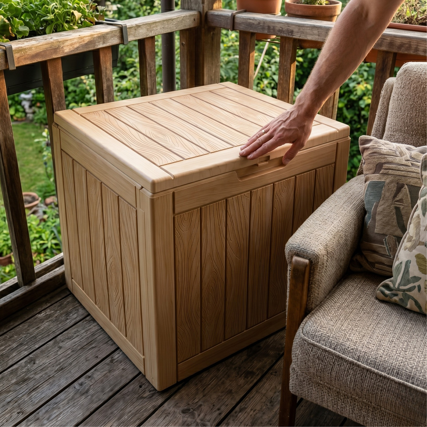 113.6 L Interlocking Resin Storage Box with Panel Frame Design