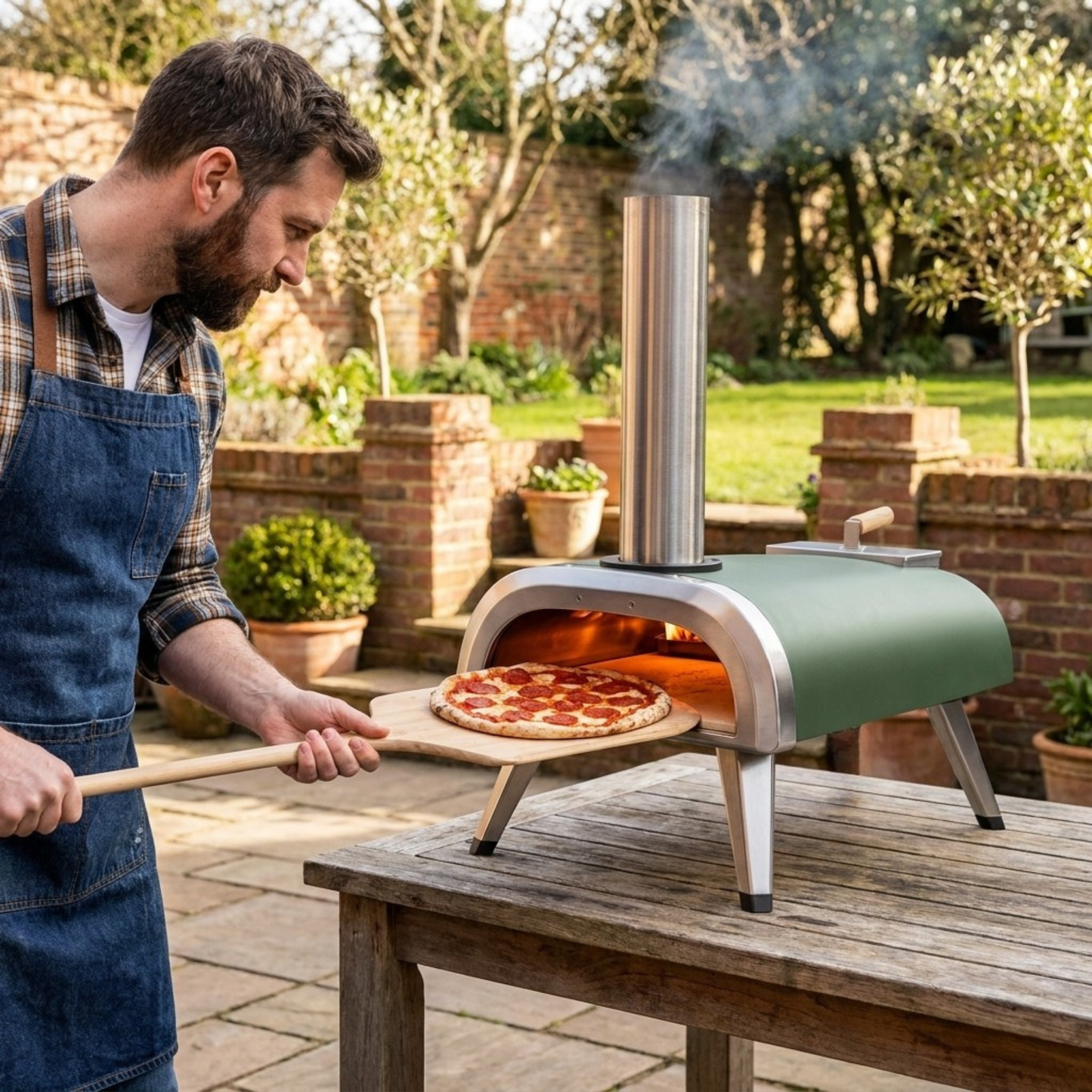 12 Inches Wood Pellet Pizza Oven Stainless Steel Backyard Folding Legs