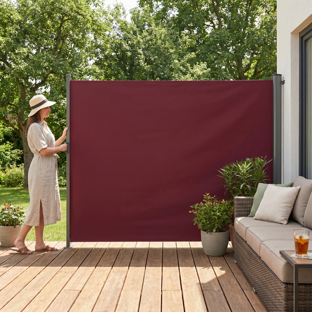126 in Retractable Side Awning Privacy Screen for Patio Garden