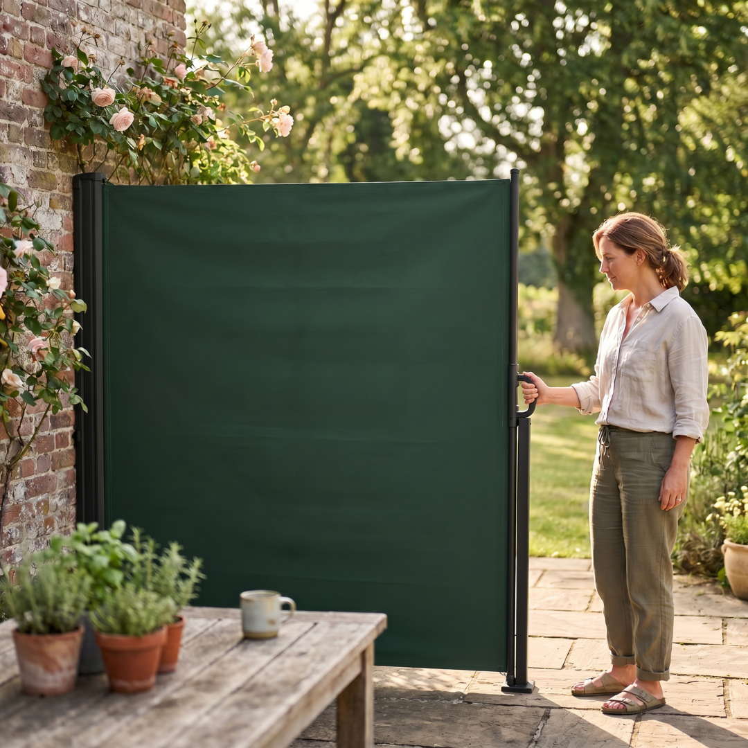 138 Inches Retractable Side Awning Privacy Screen 71 Inches High