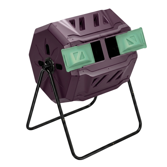 150L Dual Chamber Compost Tumbler with Adjustable Steel Frame