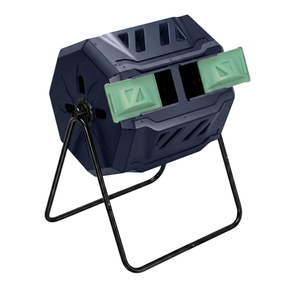 150L Dual Chamber Compost Tumbler with Adjustable Steel Frame