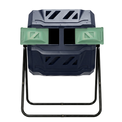 150L Dual Chamber Compost Tumbler with Adjustable Steel Frame