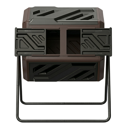 160 L Dual Chamber Compost Tumbler Bin Rotating Barrel Frame System