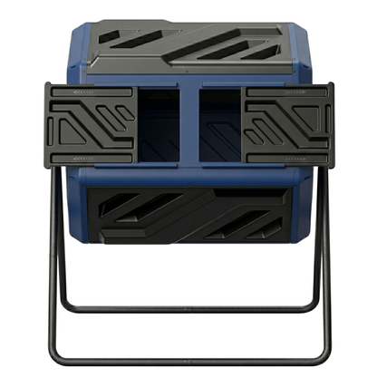 160 L Dual Chamber Compost Tumbler Bin Rotating Barrel Frame System