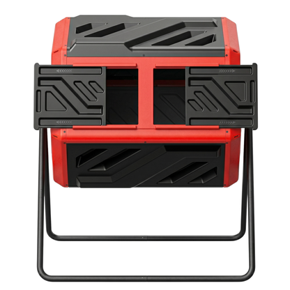 160 L Dual Chamber Compost Tumbler Bin Rotating Barrel Frame System