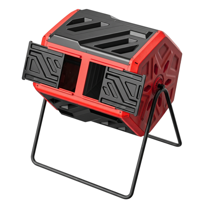 160 L Dual Chamber Compost Tumbler Bin Rotating Barrel Frame System