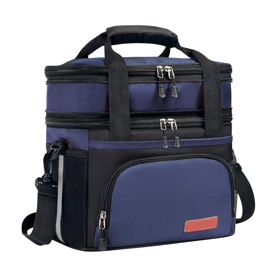 16L Insulated Lunch Bag with Two Compartments and Shoulder Strap