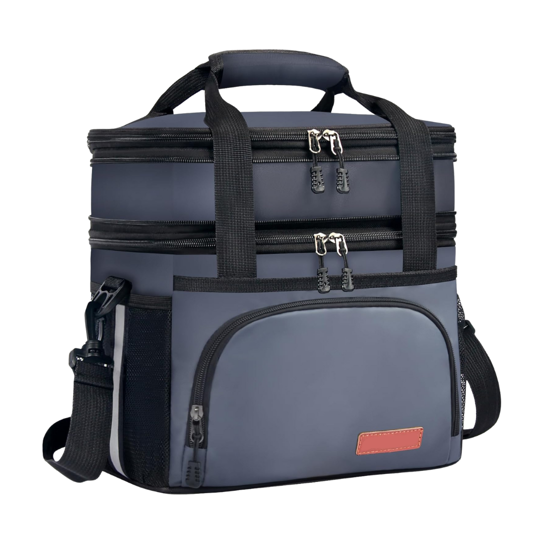 16L Insulated Lunch Bag with Two Compartments and Shoulder Strap