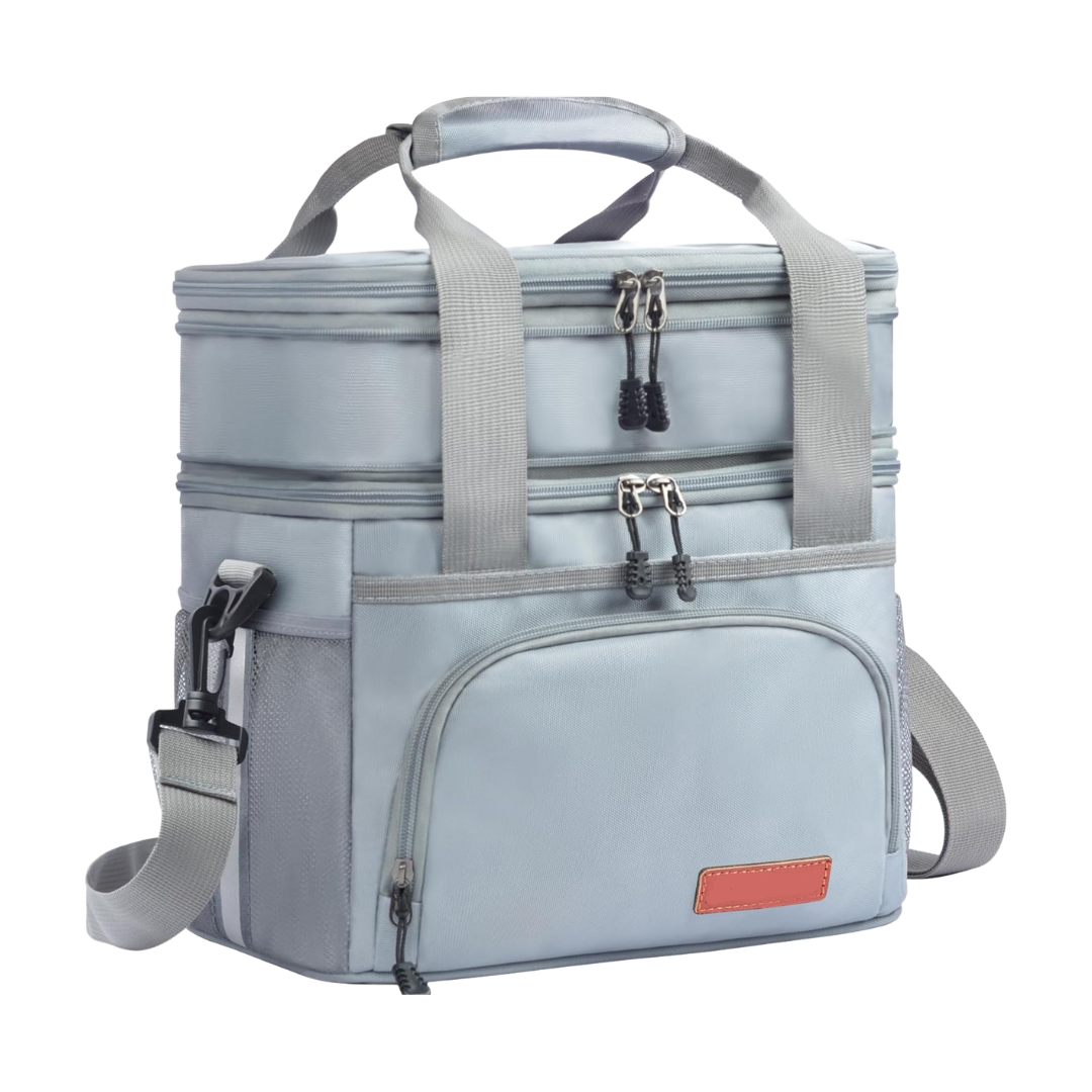 16L Insulated Lunch Bag with Two Compartments and Shoulder Strap
