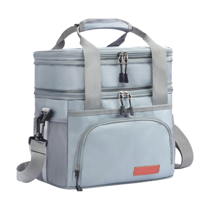 16L Insulated Lunch Bag with Two Compartments and Shoulder Strap