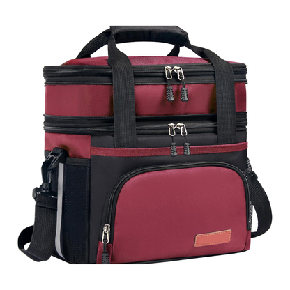16L Insulated Lunch Bag with Two Compartments and Shoulder Strap