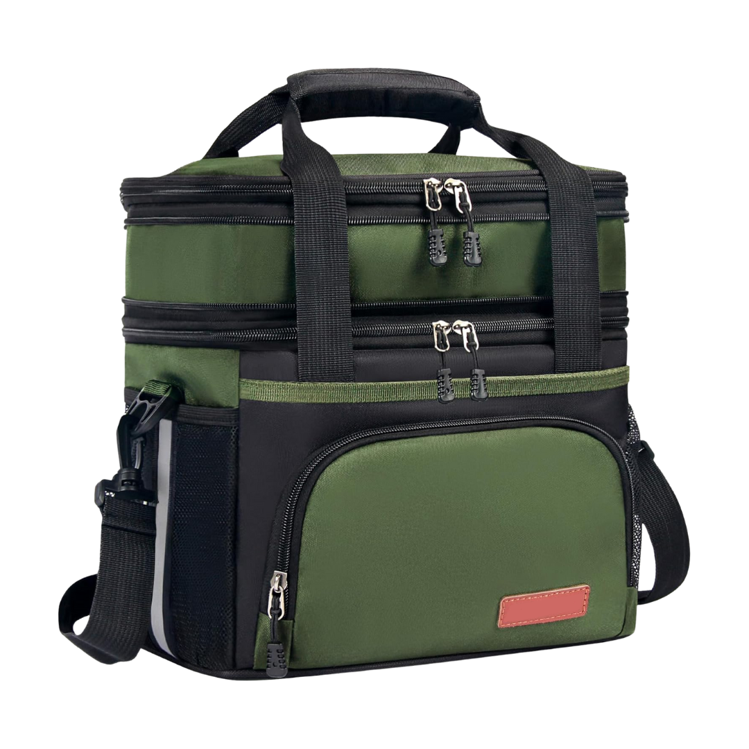 16L Insulated Lunch Bag with Two Compartments and Shoulder Strap