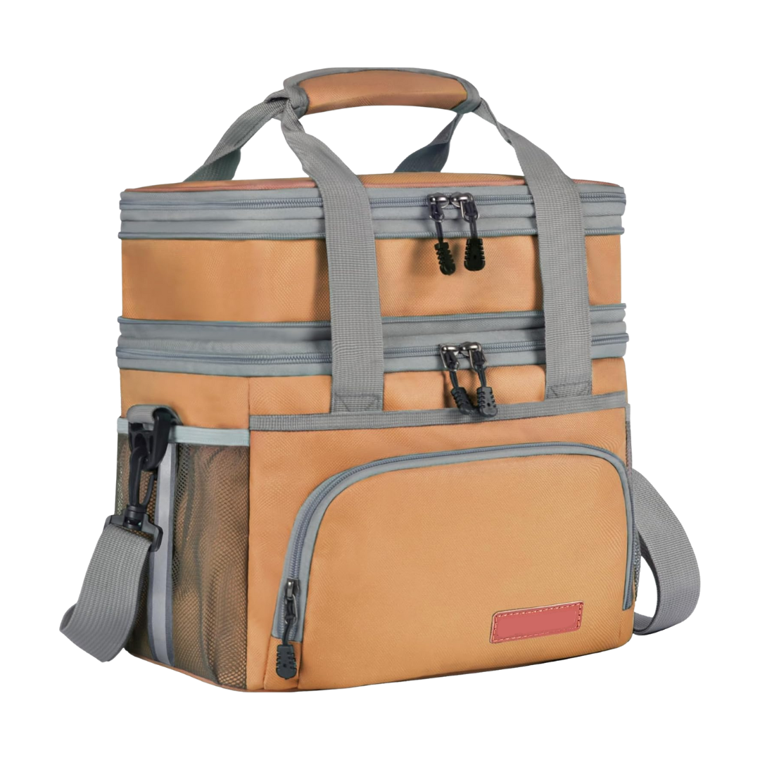 16L Insulated Lunch Bag with Two Compartments and Shoulder Strap