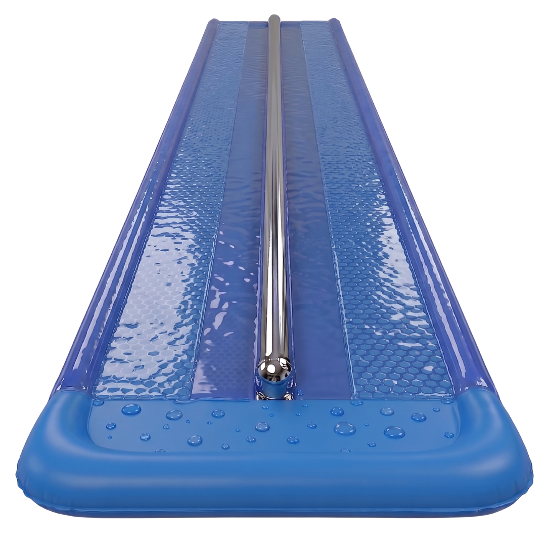 18 ft Double Lane Water Slide Play with Water Sprinkler Channel