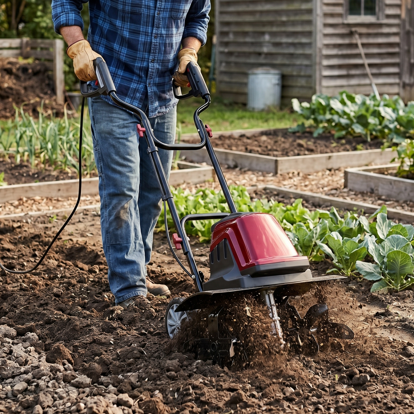 18 Inches Electric Garden Cultivator with 6 Steel Tines AC Powered