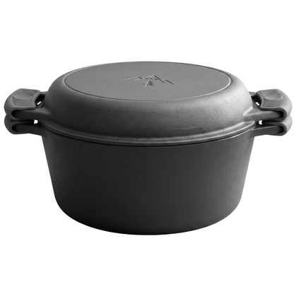 2-in-1 Pre-Seasoned Cast Iron Dutch Oven with Skillet Lid Combo