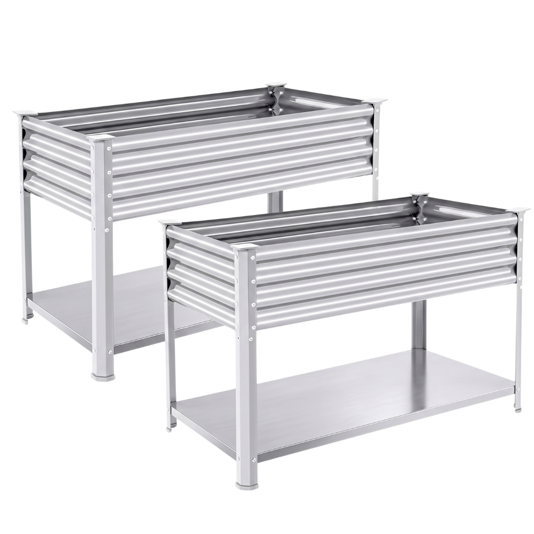 2 Pack Elevated Galvanized Raised Garden Bed with Legs 48x24x32 in