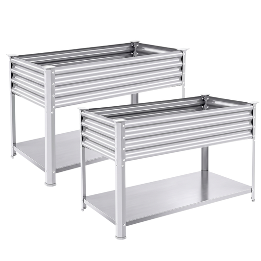 2 Pack Elevated Galvanized Raised Garden Bed with Legs 48x24x32 in