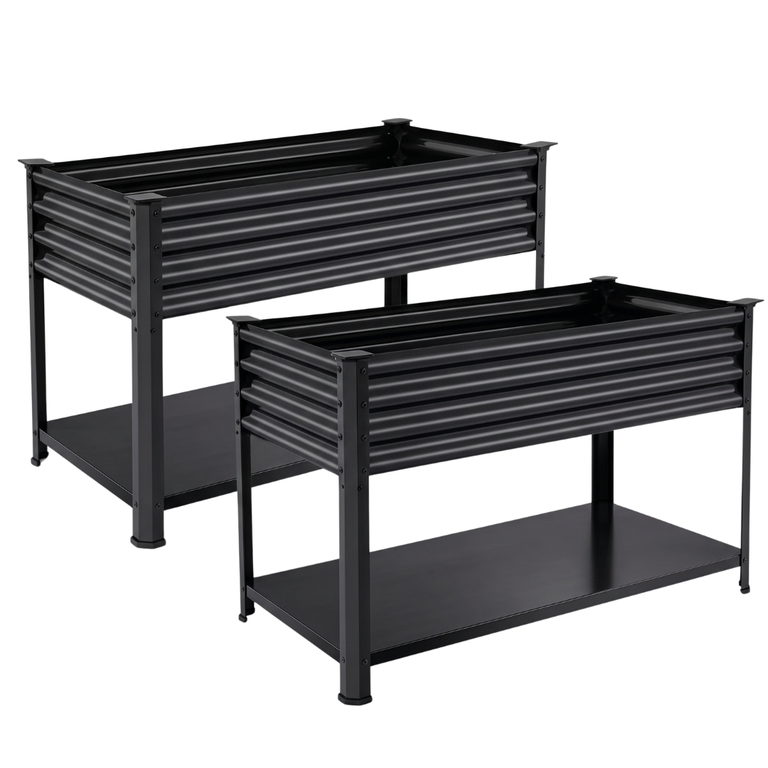 2 Pack Elevated Galvanized Raised Garden Bed with Legs 48x24x32 in