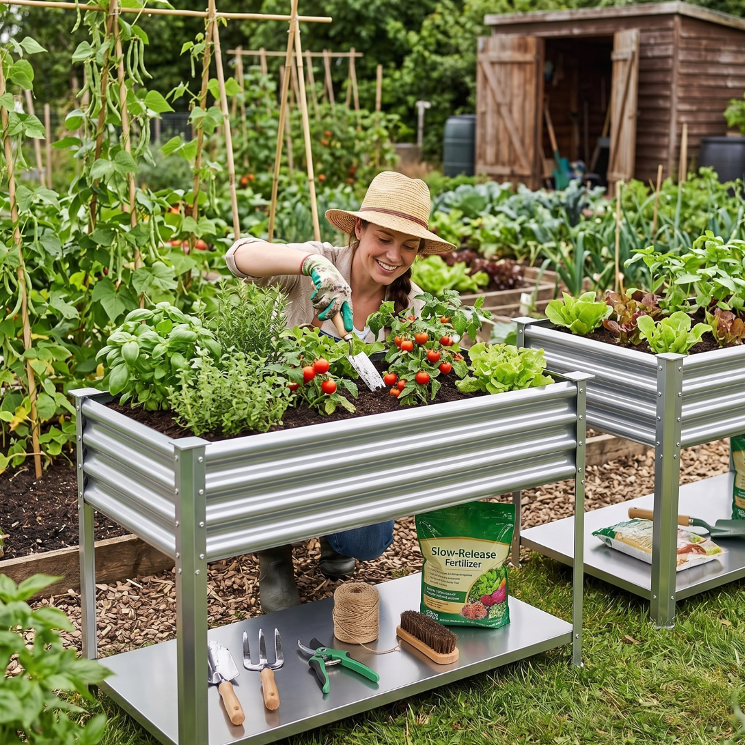 2 Pack Elevated Galvanized Raised Garden Bed with Legs 48x24x32 in