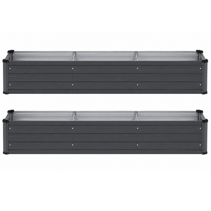 2 Pack Galvanized Raised Garden Beds 6 x 2 x 1 FT Metal Planter Kit