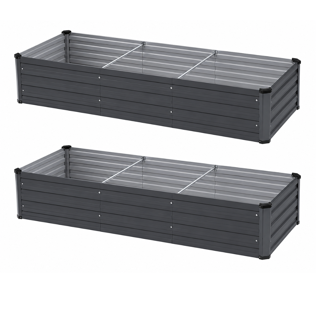 2 Pack Galvanized Raised Garden Beds 6 x 2 x 1 FT Metal Planter Kit