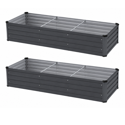 2 Pack Galvanized Raised Garden Beds 6 x 2 x 1 FT Metal Planter Kit