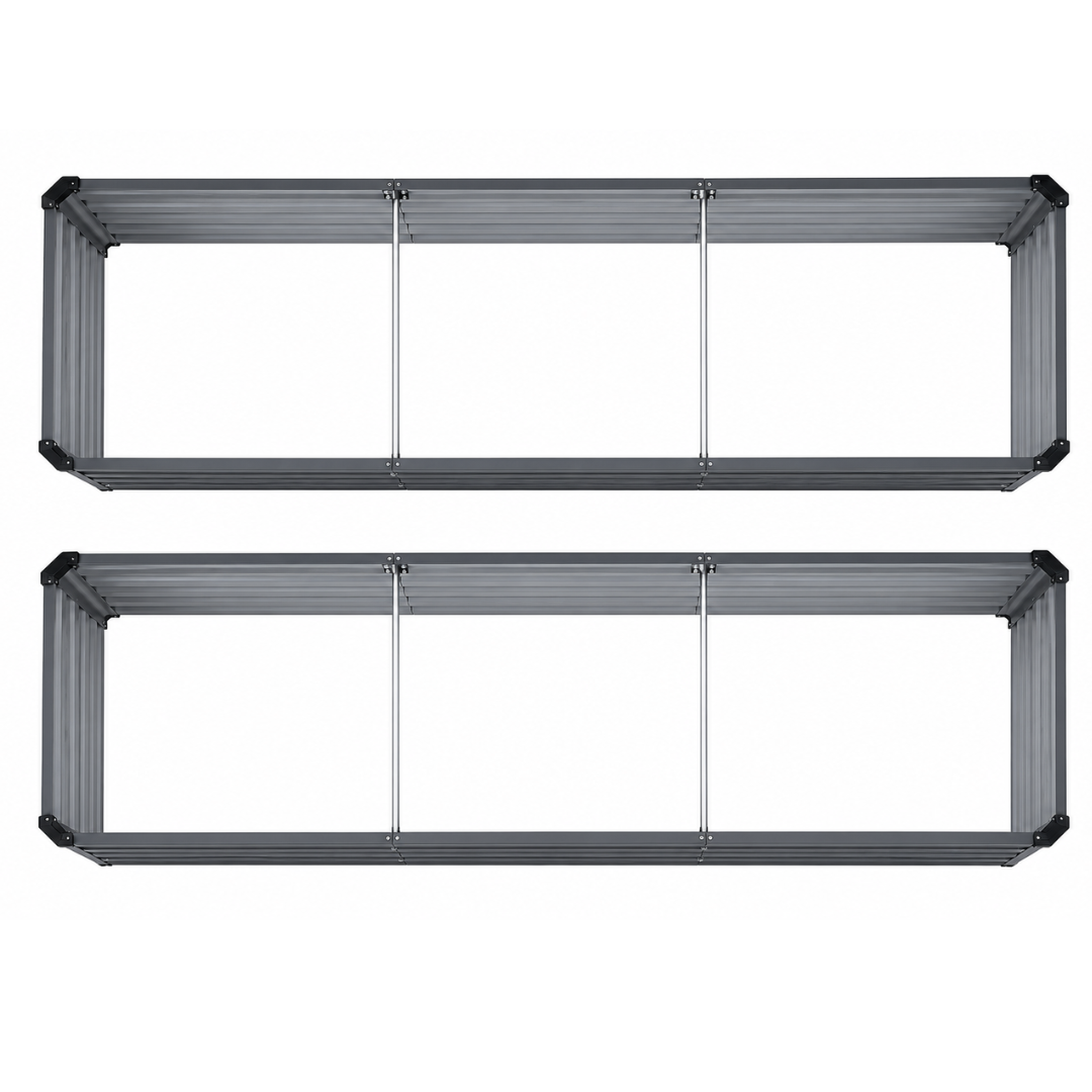 2 Pack Galvanized Raised Garden Beds 6 x 2 x 1 FT Metal Planter Kit