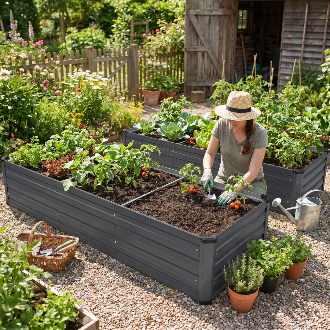 2 Pack Galvanized Raised Garden Beds 6 x 2 x 1 FT Metal Planter Kit