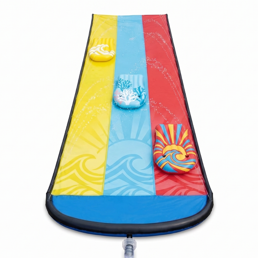 20 ft Triple Lane Backyard Water Slide with 3 Bodyboards Set